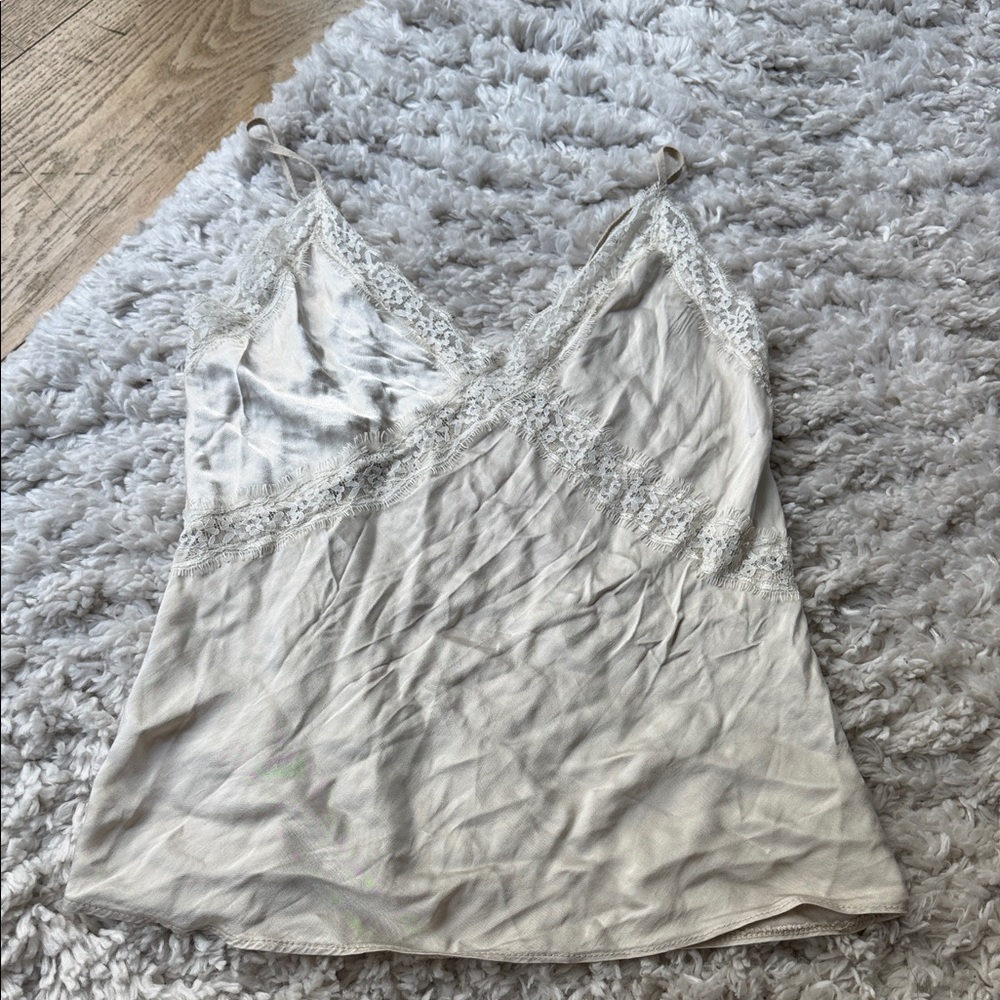 Vintage Cream Lace-Trim Camisole